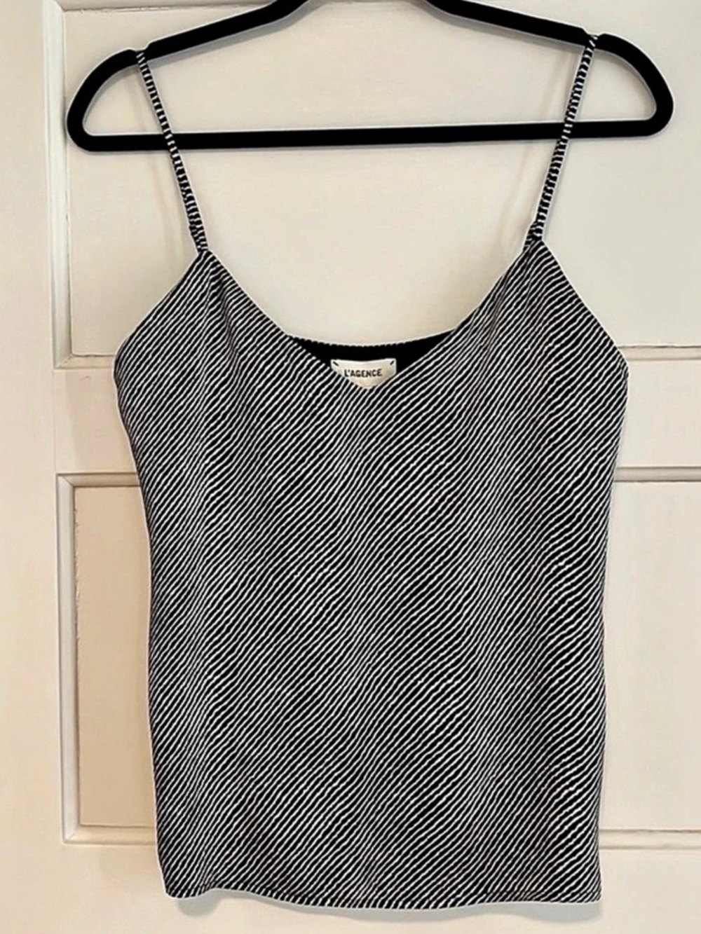L'AGENCE Jane Silk Camisole Black & White Size XS